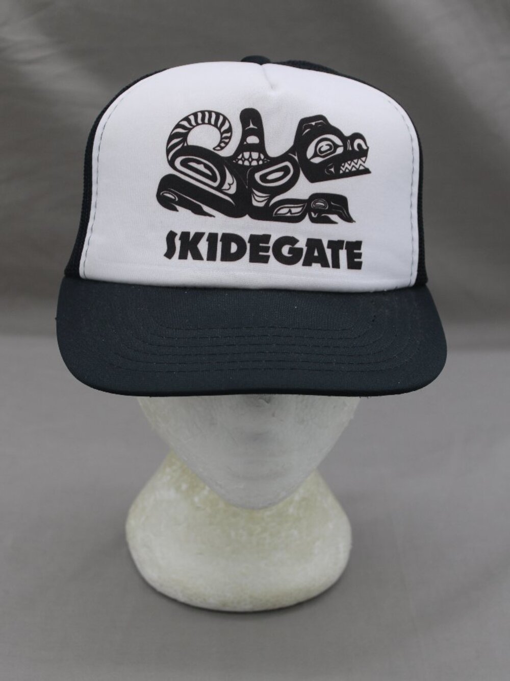Vintage Screened Trucker Hat - Skidegate BC Haida Graphic - Adult Snapback